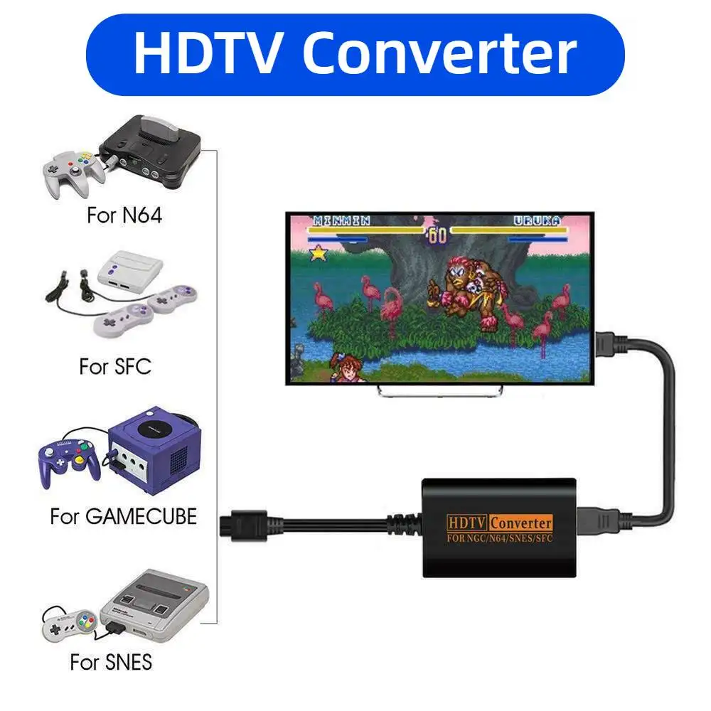 

Кабель-переходник HDTV в конвертер HDMI N64 HDMI для Nintend 64 Gamecube SNES NGC Plug And Play Full Digital 720P