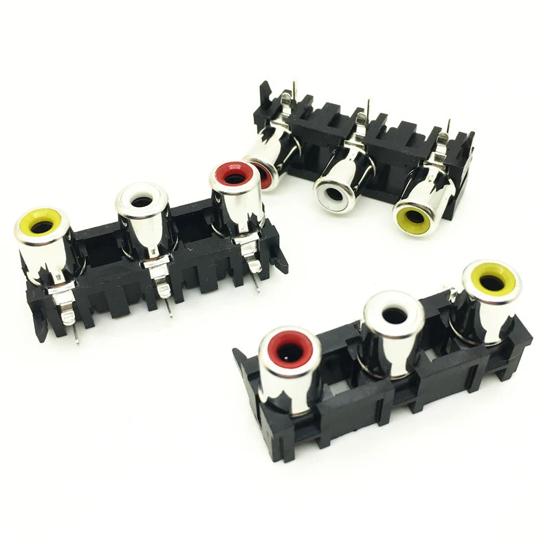 50PCS New 2 Way 3 Ways RCA Female Audio Video Plug Jack AV Concentric Socket Connector Connecter