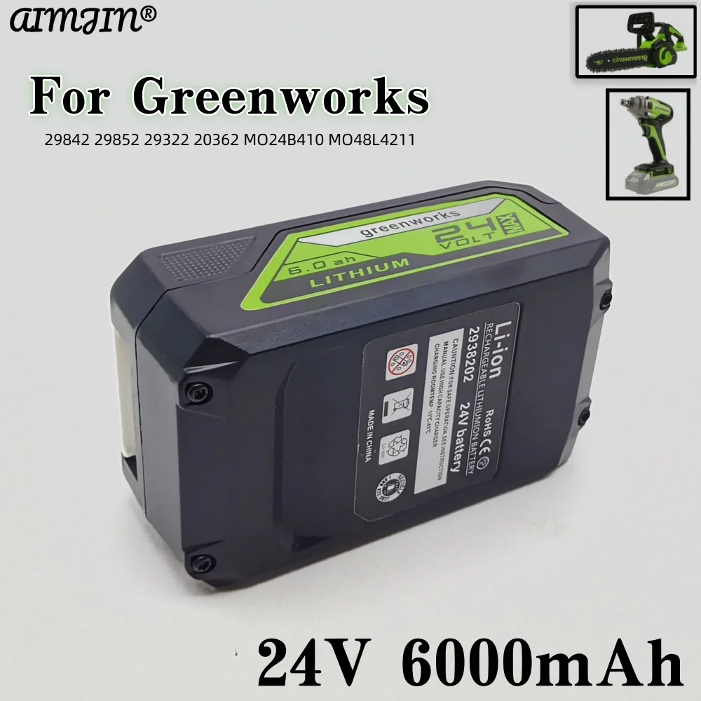 

Для Greenworks 24 В 6 Ач литий-ионный аккумулятор 24 В 48 В электроинструменты 29842 29852 29322 20362 MO24B410 MO48L4211