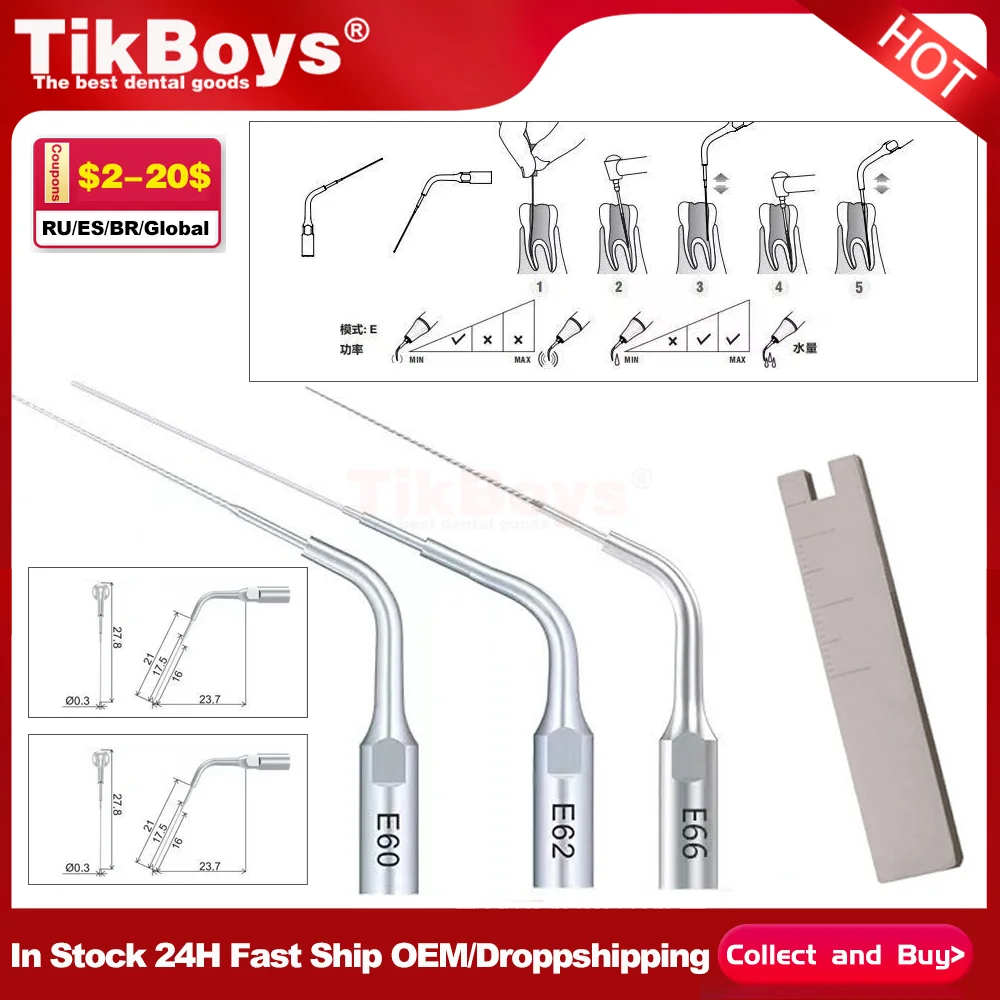 

Универсальные эндодонтические ультразвуковые ирригационные насадки (наконечники) E60, E62, E93, E96 для скалеров Woodpecker EMS, ультразвуковые наконечники Ablatore
