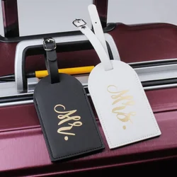 Etiquetas de equipaje de maleta de moda, colgante de bolsa, bordado, patrón de Mr & Mrs, accesorios de viaje de boda, etiqueta de dirección de identificación de nombre