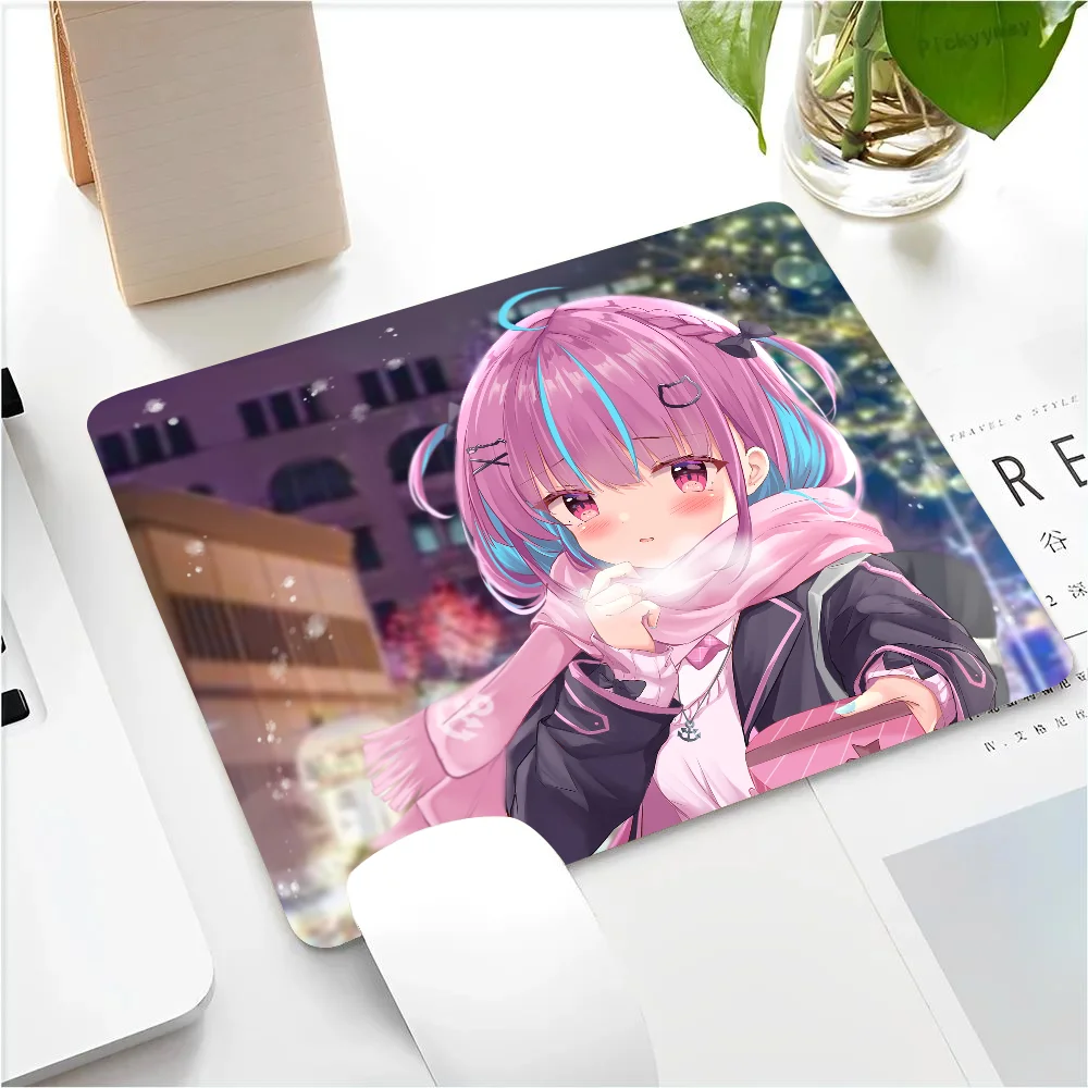 Aqua Minato Virtual Youtuber Hololive Girl Mousepad Small LockEdge Mouse Pad For Gamers Computer Desk Pad Anti-slip Rubber