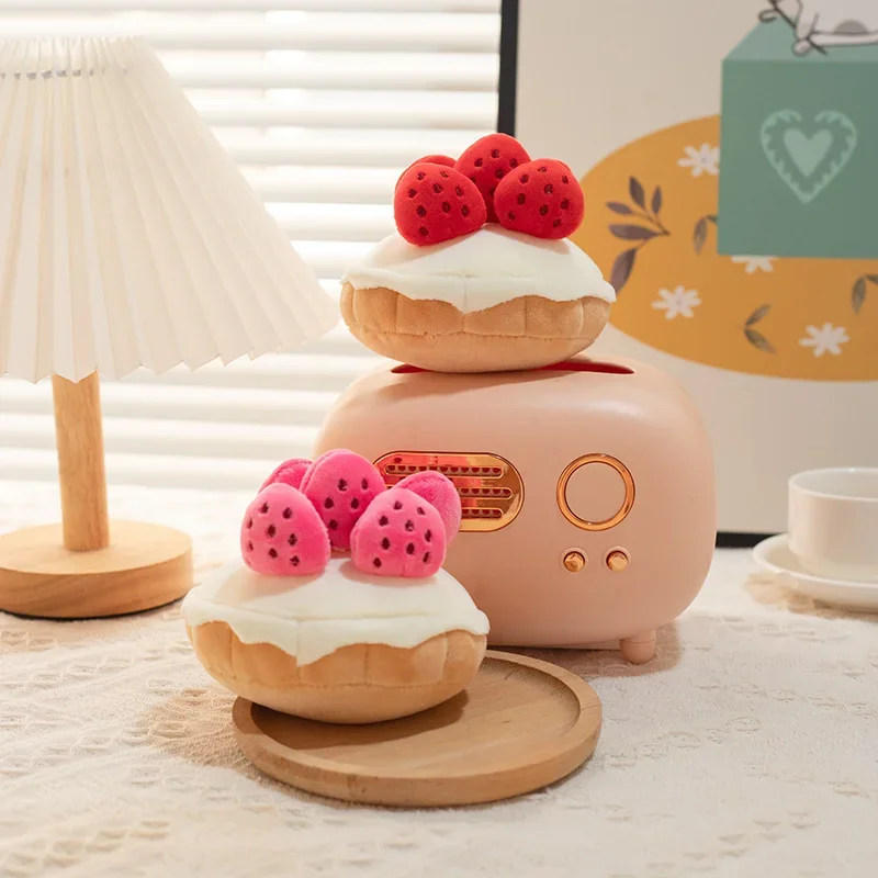 10/20cm Happy Strawberry Small Cake Plush Toy Stuffed Emotion Food Pillow Kawaii Party Birthday Sweet Decor Plushie Peluche Gift