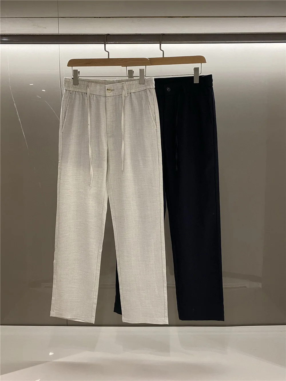 

Casual Linen Men's Pants Elastic Waist Dstring Busin Casual Spring Summer New Sle Faionable All-Match Straight Leg ...