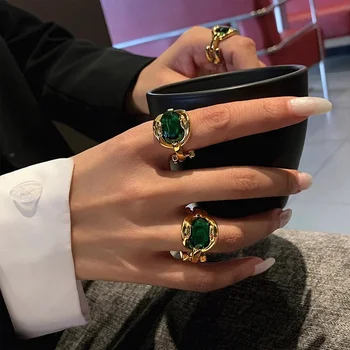 French Vintage Green Zircon Ring