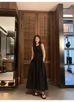 New Vintage Holiday Style Black Midi Dress Dresses for Women Clothing O Neck Office Lady Casual Pockets Women's Clothing - Image 5