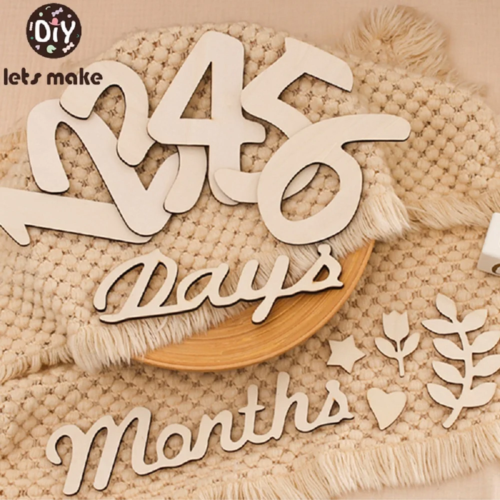 Baby Digital Odometer 1-12 Monthly Milestone Wooden Milestone Card Baby Newborn Photo Accessories Photography Prop Birthing Gift