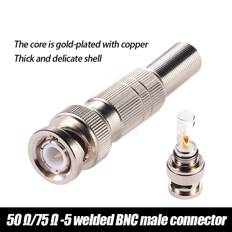 

1 Pc 75 Ohm Gold Plated HD BNC Plug 75-5 HD-SDI Welding Security Line Q9 Surveillance Video Cable Connector 50Ω Feeder Connector