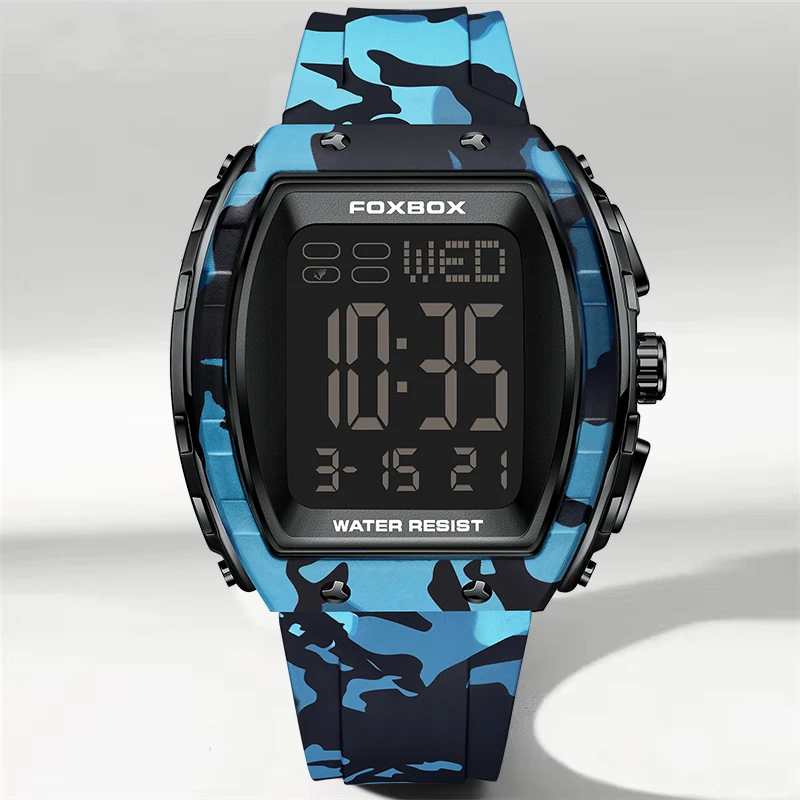 LIGE Brand FOXBOX Electronic Man Watch Outdoor Casual Sport Simple Digital Watches Waterproof Military Luminous Week Alarm Clock