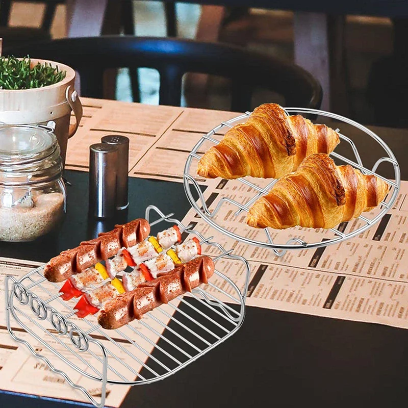 Air Fryer Baking Rack Metal Square/Round/Rectangle Oven Grill Racks Airfryer Accessories for Cosori,Instant Vortex,Gourmia,Foodi