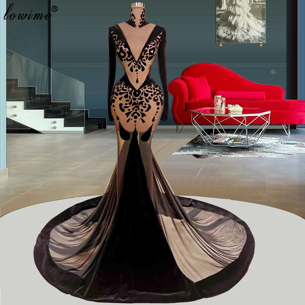 2 Designs Special Black Celebrity Dresses Mermaid Long Sleeves Red Carpet Runway Dresses Fashion Week Gowns Vestido Feminino