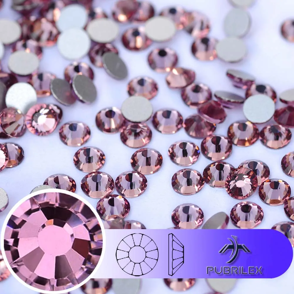 Light Amethyst SS3-SS30 Glass Rhinestones Crystal Glitter Non Hotfix Flatback for Nail Art DIY Decorations