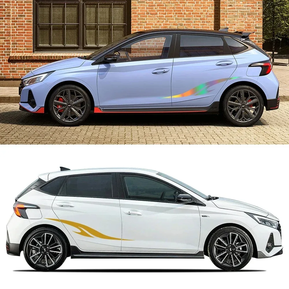 

2PCS Car Side Stripe Cool Racing Stickers For Hyundai Tucson i40 i30 i10 i20 IX35 IX20 Auto Vinyl Film Decals Car Accessories