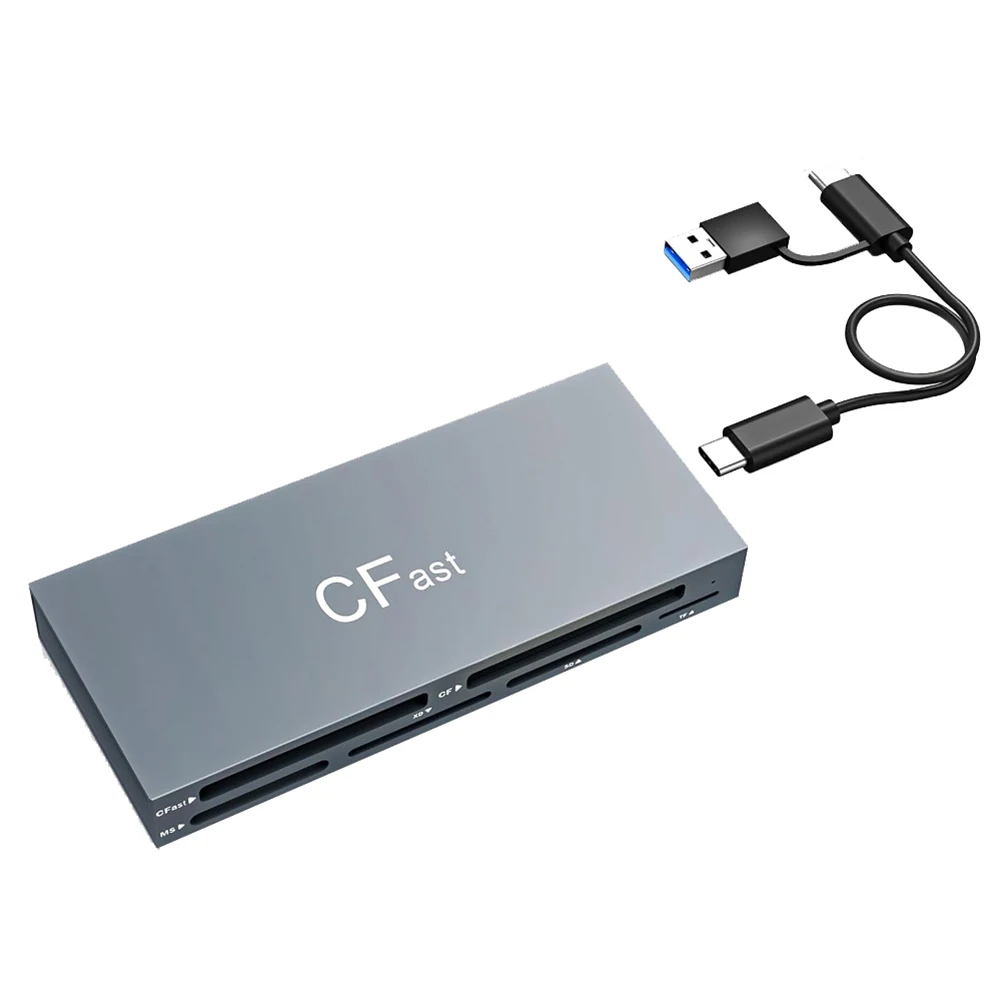 CFast Card Reader Read 6 Cards Simultaneously Memory Stick Pro Duo Adapter 5Gbps USB Card Reader for CFast/CF/MS/SD/TF/XD Card