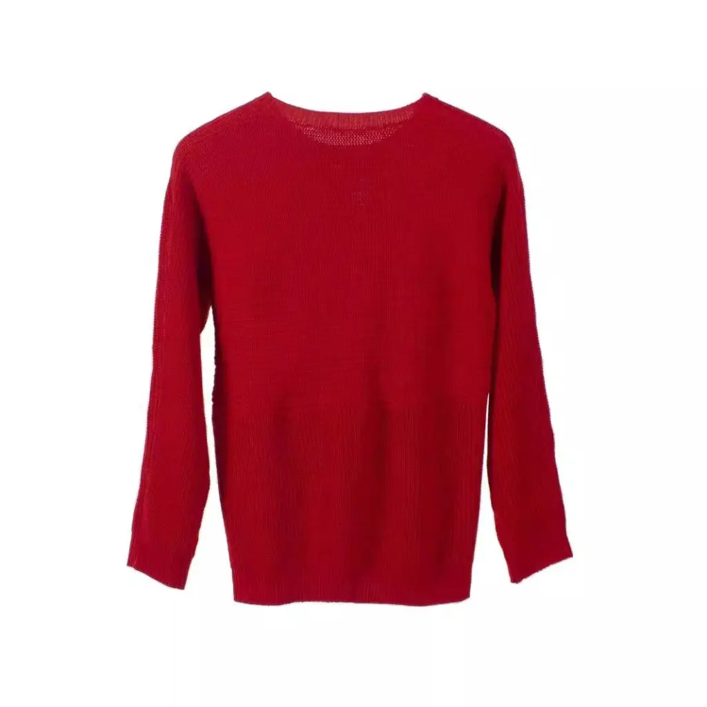 

Bright Red Knit Pullover Tops Spring New Arrivals Casual Versatile Women's Sweater European American Style Fashion