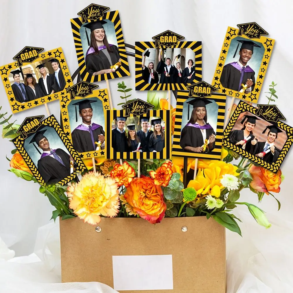 16 Uds. Suministros para fiestas, marco de fotos para celebrar la graduación, marco de papel para Festival, florero, complemento DIY, decoración temática GRAD, compañeros de clase