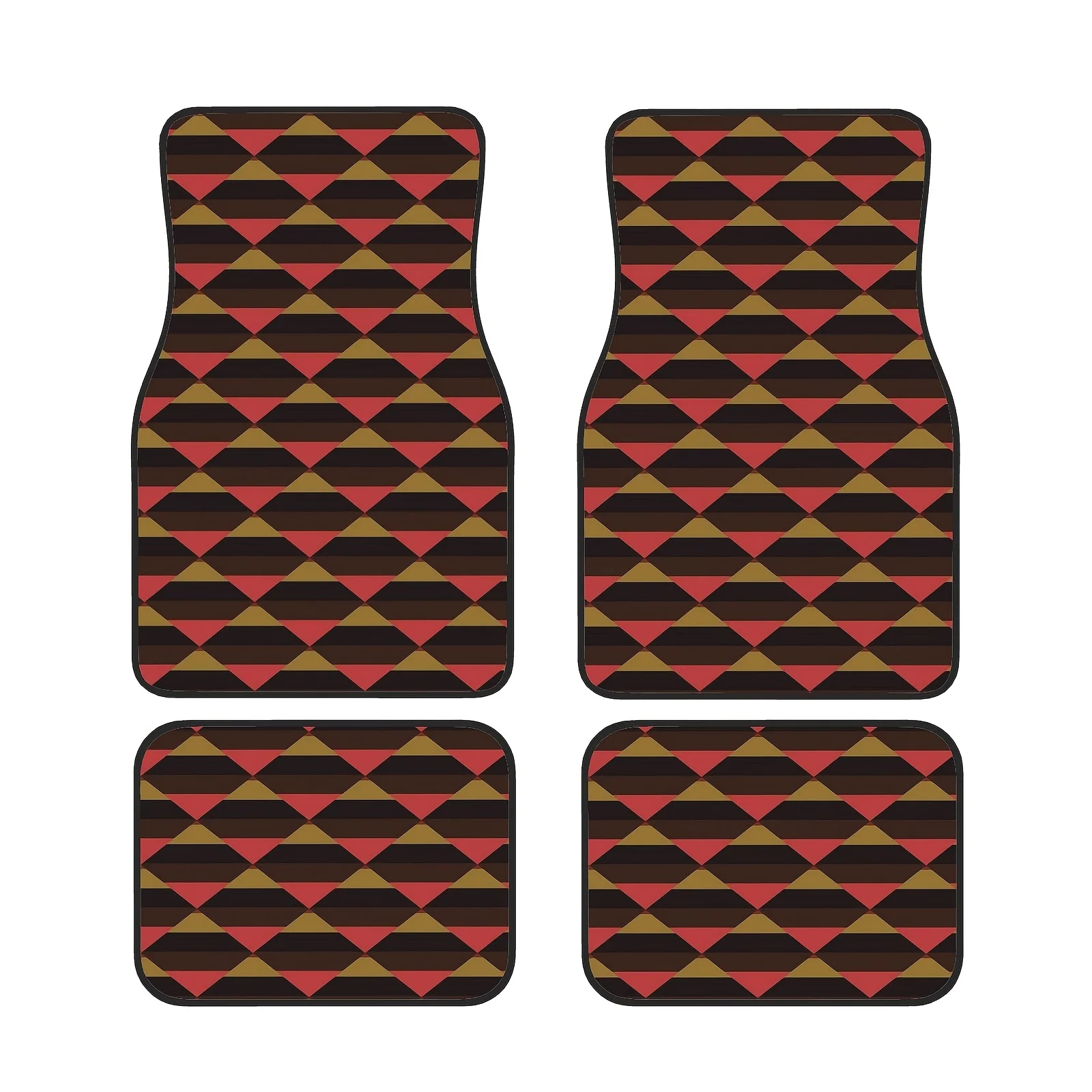 

4pcs Four-color Square Style Printed Car Foot Mat, Front& Rear Full Coverage Auto Interior Accessories, Crystal Velvet Vehicles