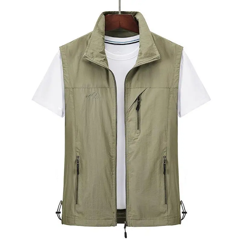 

Men Jacket Sleeveless Bomber Jacket Outdoor Casual Photography Mesh Vest Thin Multi-pocket Zipper Loose Waistcoat Men Clothing