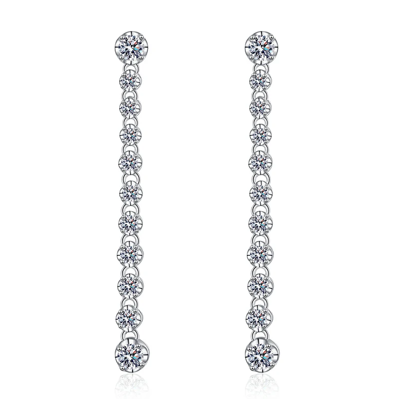 Smyoue 18k Plated 1.18cttw Moissanite Drop Earrings for Women Sparkling Full Diamond Long Tassels Jewelry S925 Sterling Silver