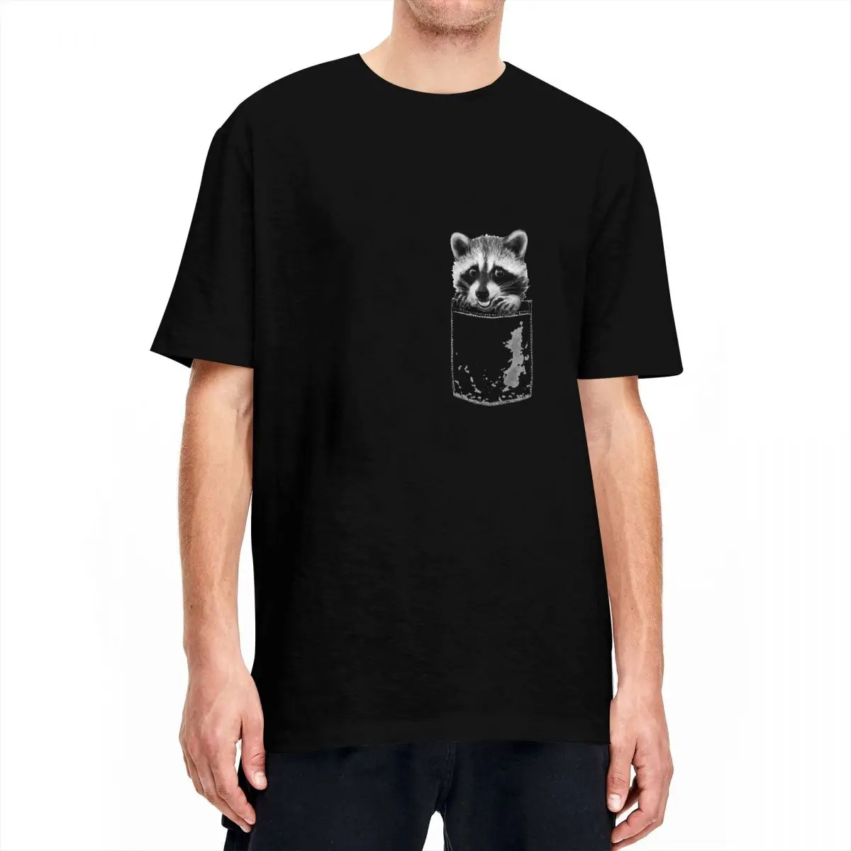 Vintage Pedro Raccoon T-Shirt Unisex Crewneck Short Sleeve Tops Cotton Clothes