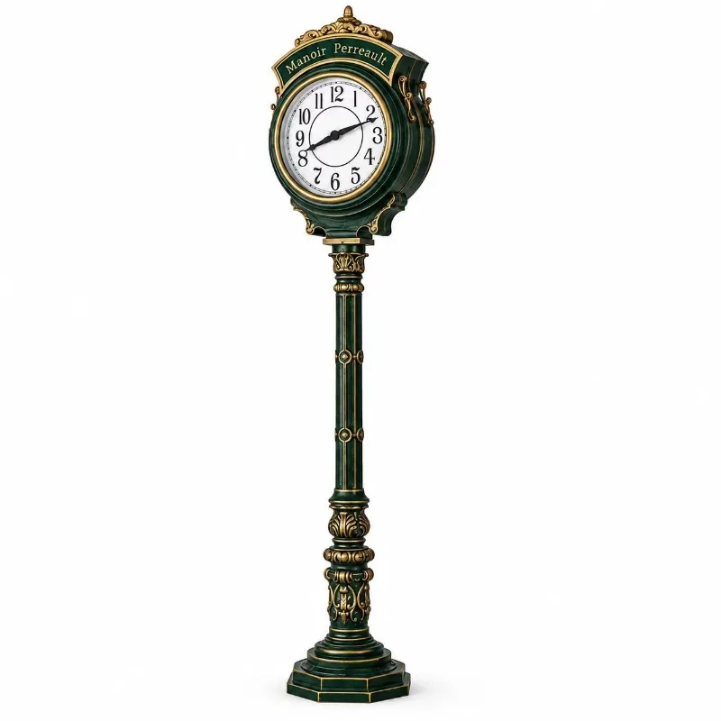 Outdoor large European vintage double-sided street clock, landscape engineering column clock