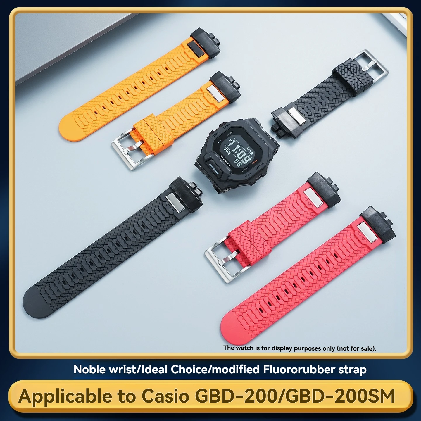 GBD 200 Modified FKM Watchband For Casio G-SHOCK GBD-200-1A GBD-200RD-4 series Fluoro-rubber strap waterproof Men's accessories