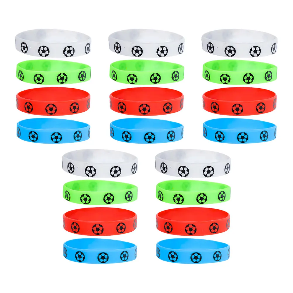 

20pcs Football Silicone Wristbands Soccer Bracelets for Men Women Team Sports Gifts Vibrant Colors Soft Durability Waterproof