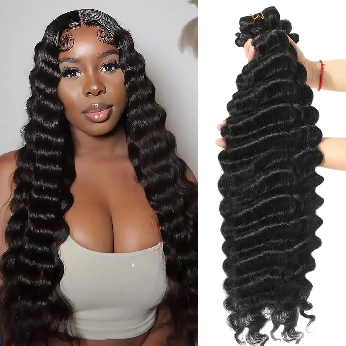 Deep Curly Hair Bundles Natural Black Wet And Wavy Deep Wave Bundles