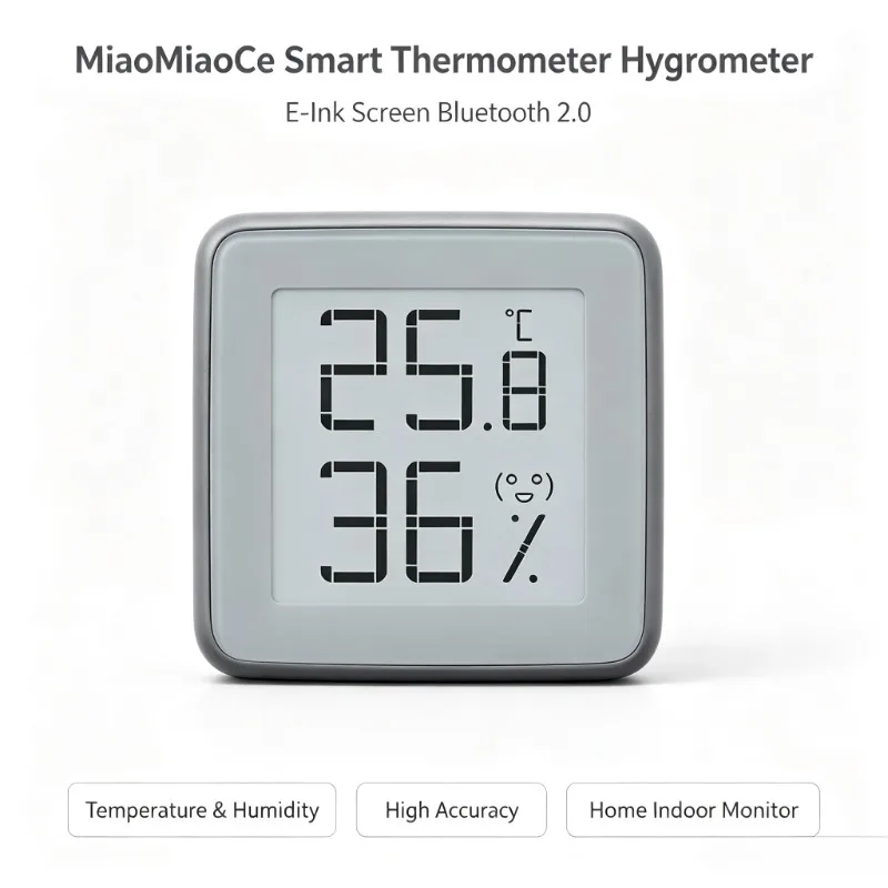MMC E‑Ink Screen BT2.0 Smart Bluetooth Thermometer Hygrometer Works High Precision Temperature Humidity Monitor Home Gadget C401