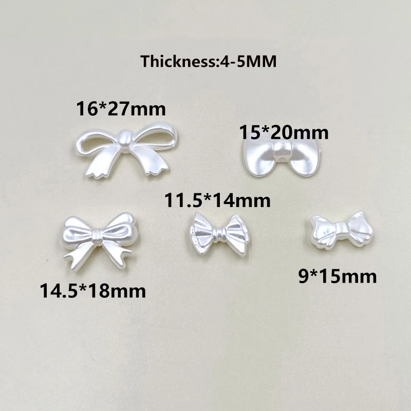 20pcs Earrings Accessories Ribbon Bow With Hole DIY Handmade Imitation Pearl Material Acrylic Bead Bow Shape Children Necklace