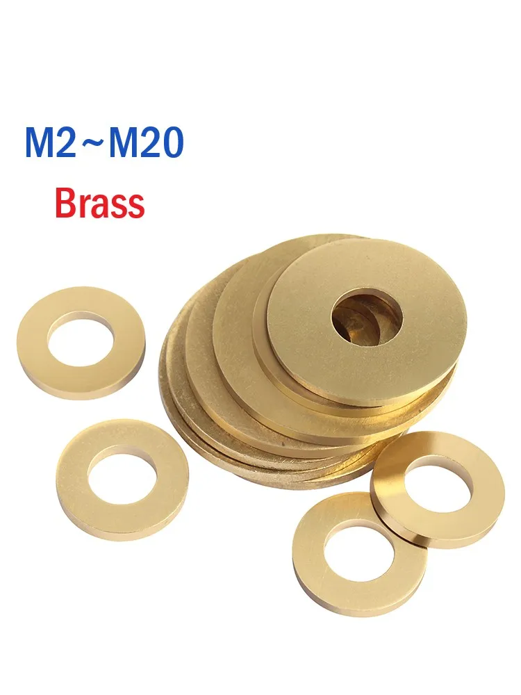 

M2 M2.5 M3 M4 M5 M6 M8 M10 M12 M14 M16 M18 M20 GB97 DIN125 Solid Brass Copper Flat Washer Plain Gasket Pad High Quality