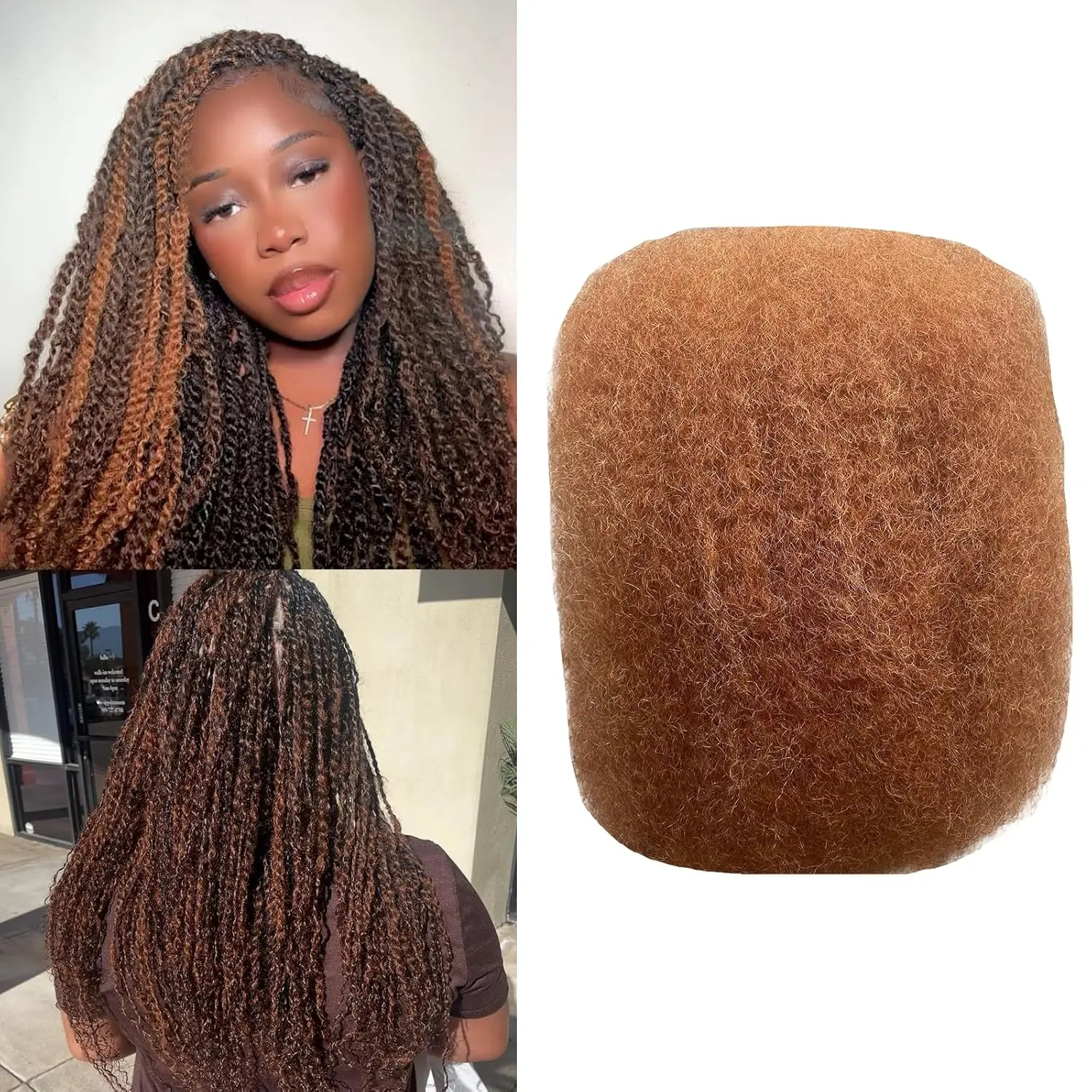 

50G/pack Afro Kinkys Bulk Human Hair For Braiding Afro Kinky-Curly Human Hair Bulk For Mini Twist Hair 18Inch