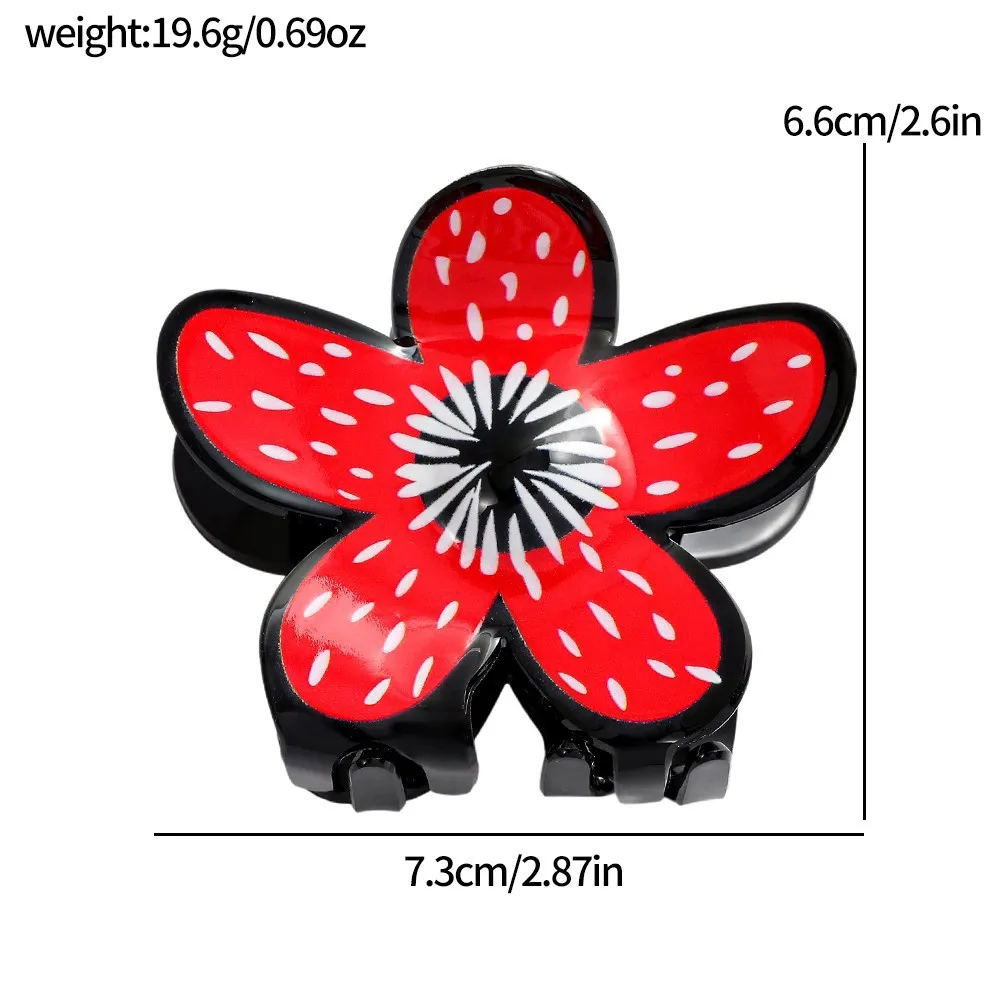

Новинка 2026: Красная заколка-краб с цветочным узором, милый нескользящий зажим для волос для женщин и девушек, модный аксессуар для укладки волос на затылке