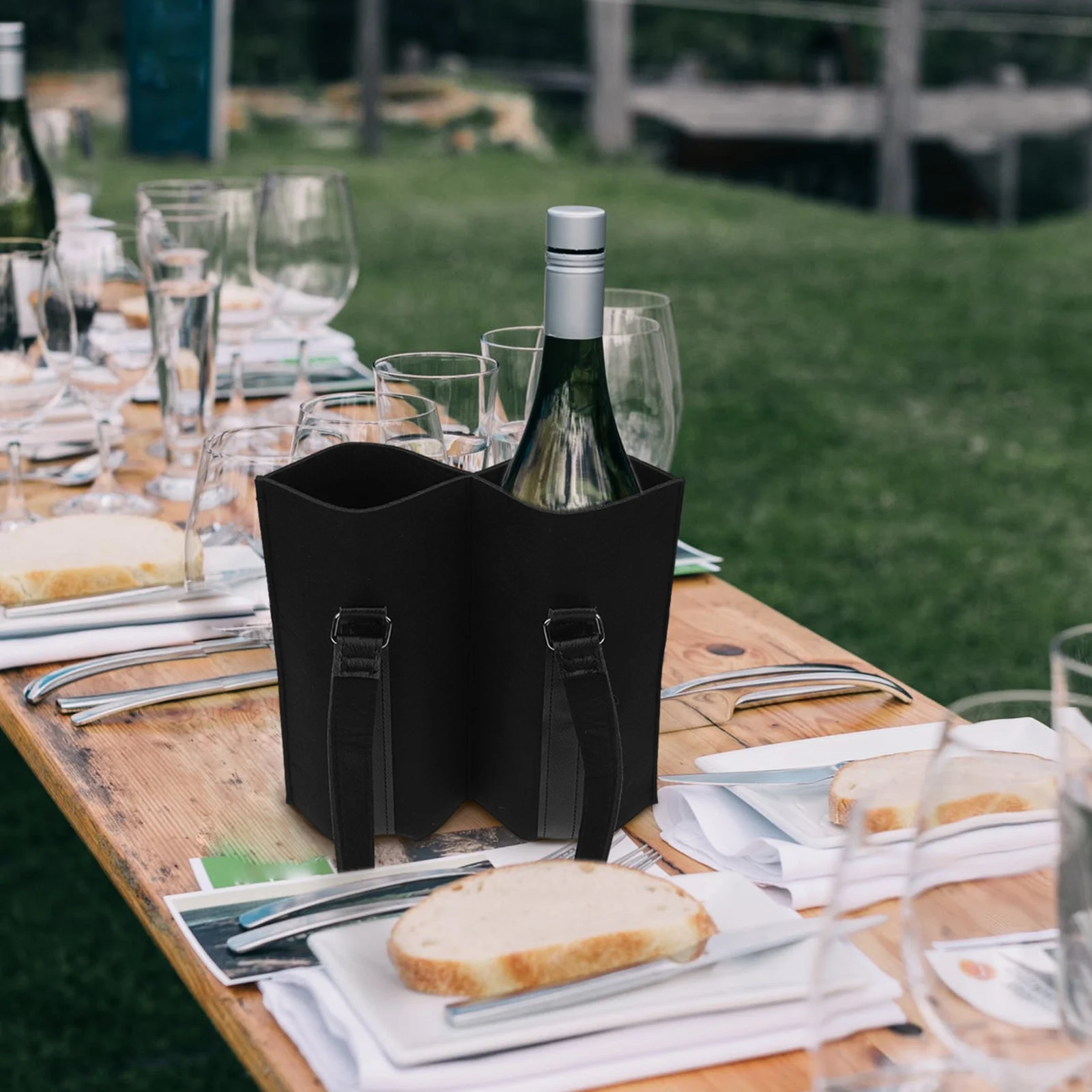 

2 Pcs Wine Bottle Holder Wine Carrying Bag Felt Leather Storage Pouch Practical Beer Carrier