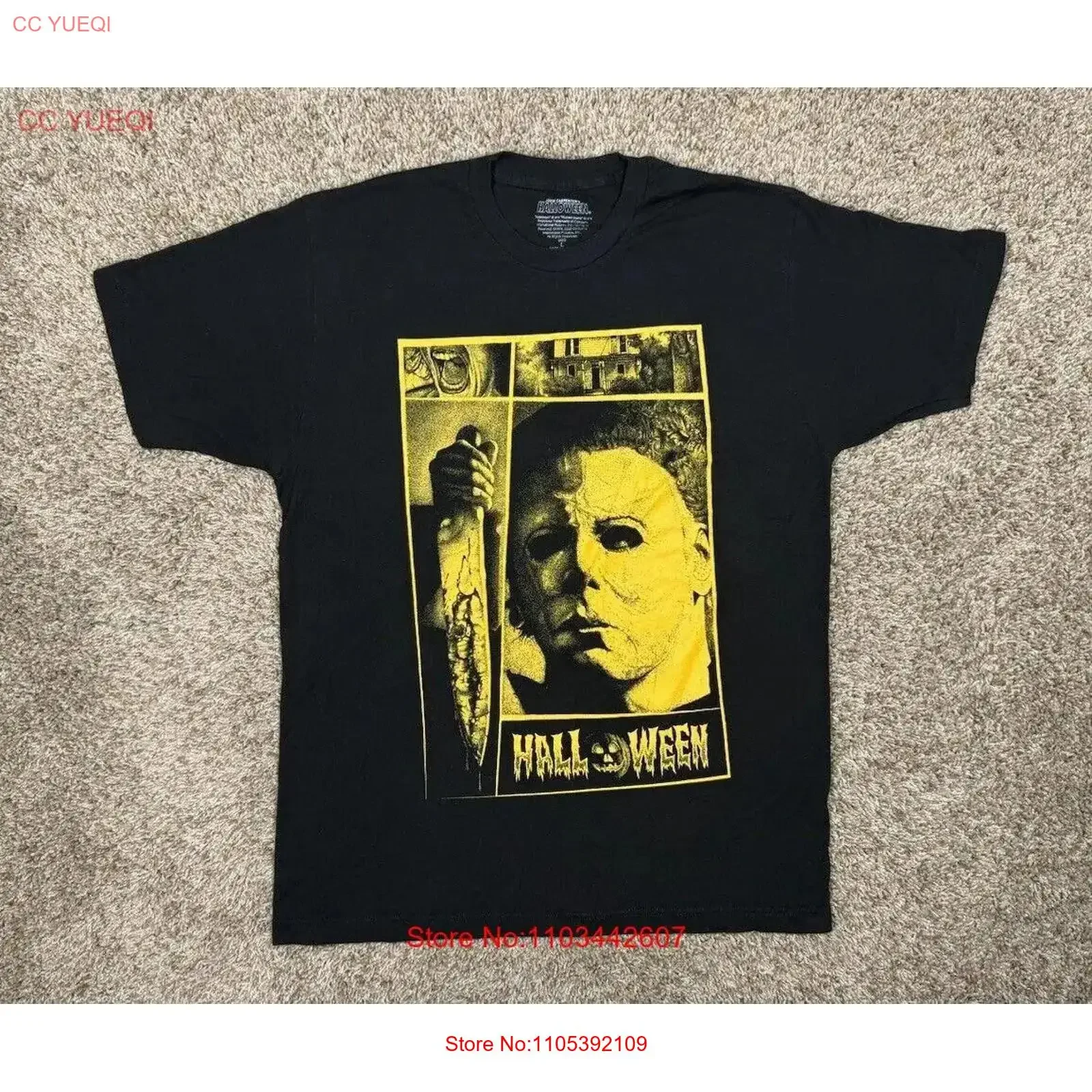 Official Michael Meyers T Shirt Mens Size Large Halloween Movie Black Cotton vintage Washed fashion graphic Versatile Casual