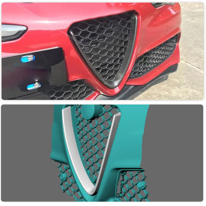 Car Front V Shield Grill Frame Prepreg Dry Carbon for Alfa Romeo Giulia Sport Sedan 4-Door 2016-2018 Racing Front Grills Strips