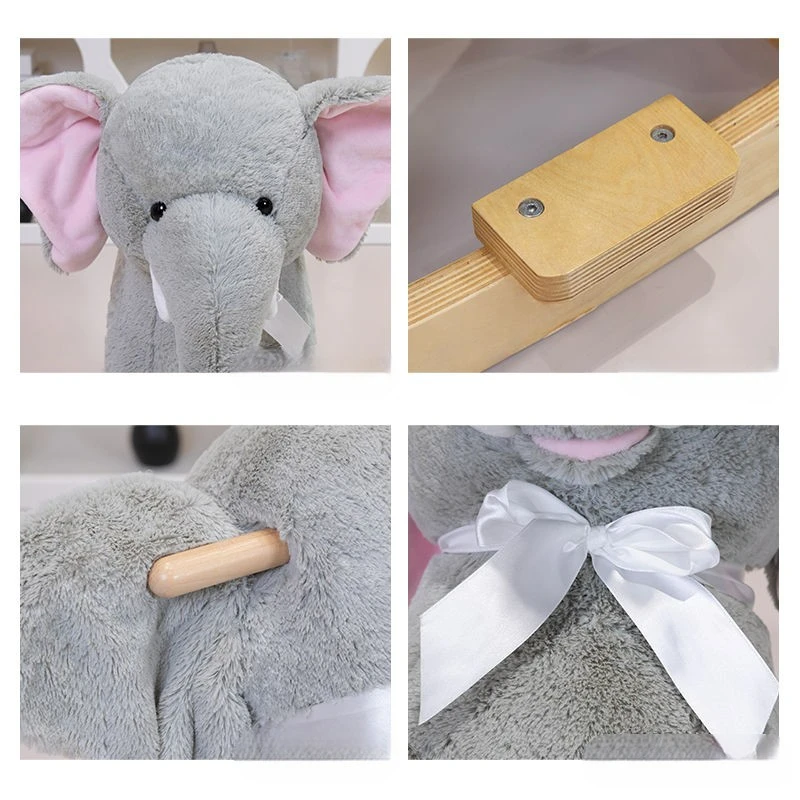 Silla de cochecito de felpa para niños, juguete de bebé, caballo mecedora de madera maciza, elefante, regalo de cumpleaños, INS, estilo nórdico