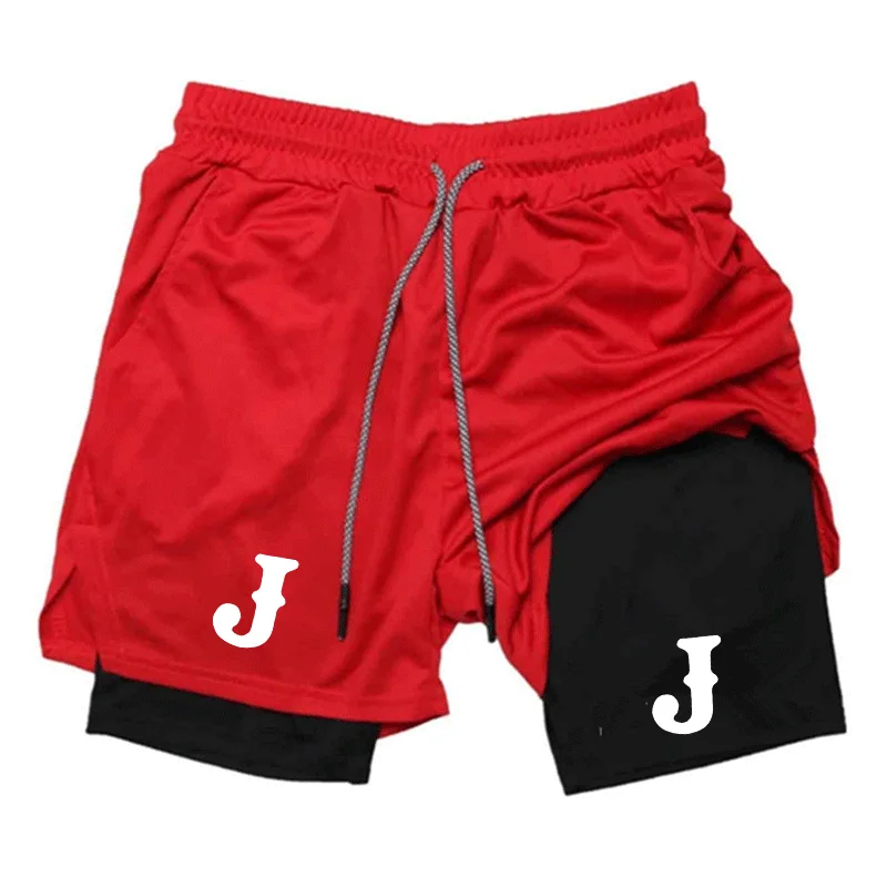 

Мужские спортивные шорты 2-в-1 для тренировок: эластичные компрессионные шорты для фитнеса, бега и джоггинга