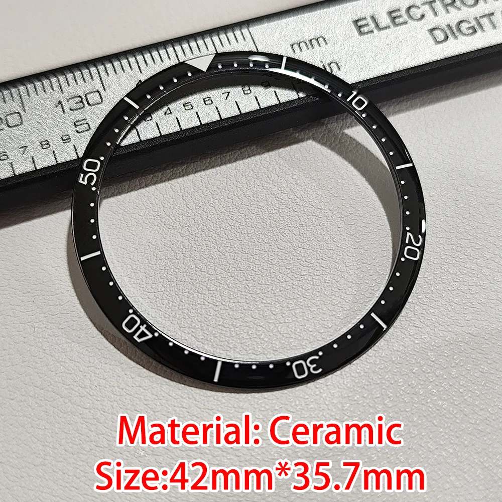 Inclinado 42mm * 35.7mm cerâmica relógio moldura inserção substituto relógios masculinos molduras acessórios disponíveis em várias cores