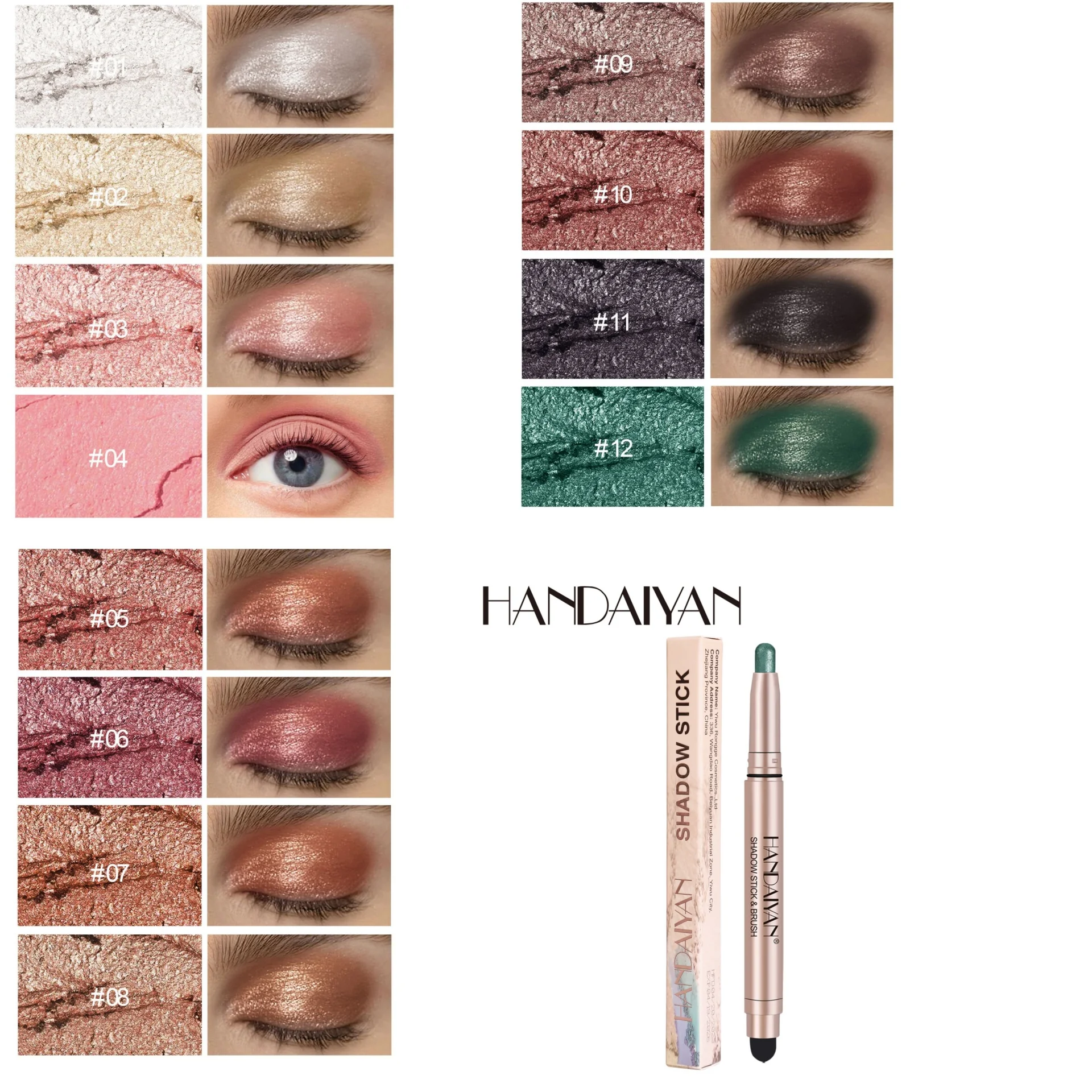 Leżący jedwabnik w pisaku Matowy zestaw cieni do powiek w sztyfcie Shimmer Perłowy wodoodporny rozświetlacz do makijażu oczu