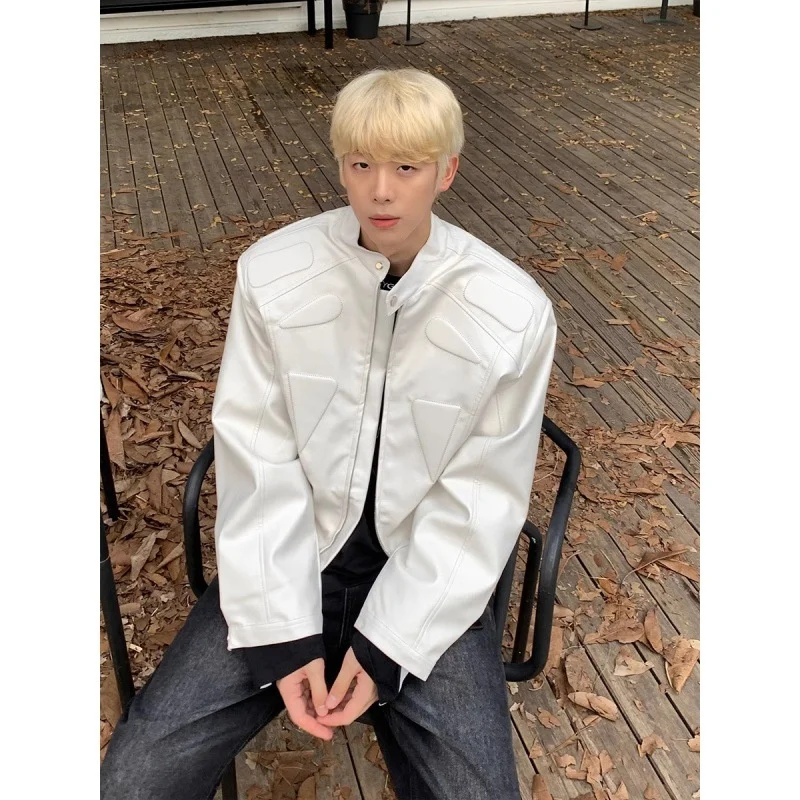 

Мужская куртка-пальто белого цвета из натурального меха, оригинальный модный дизайн, высококачественная униформа, винтажный шерстяной стиль, вощеная ткань