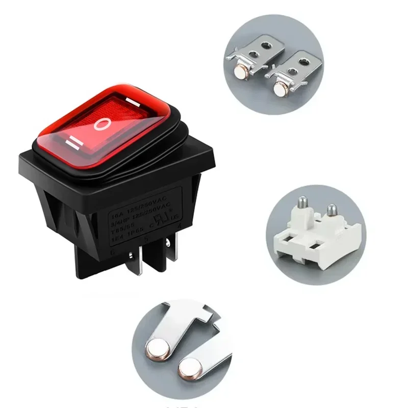 2 ชิ้น KCD4 IP65 กันน้ํา Rocker Switch 16A 6Pin ON OFF ON Push Switch รถเรือปุ่มสวิทช์ light