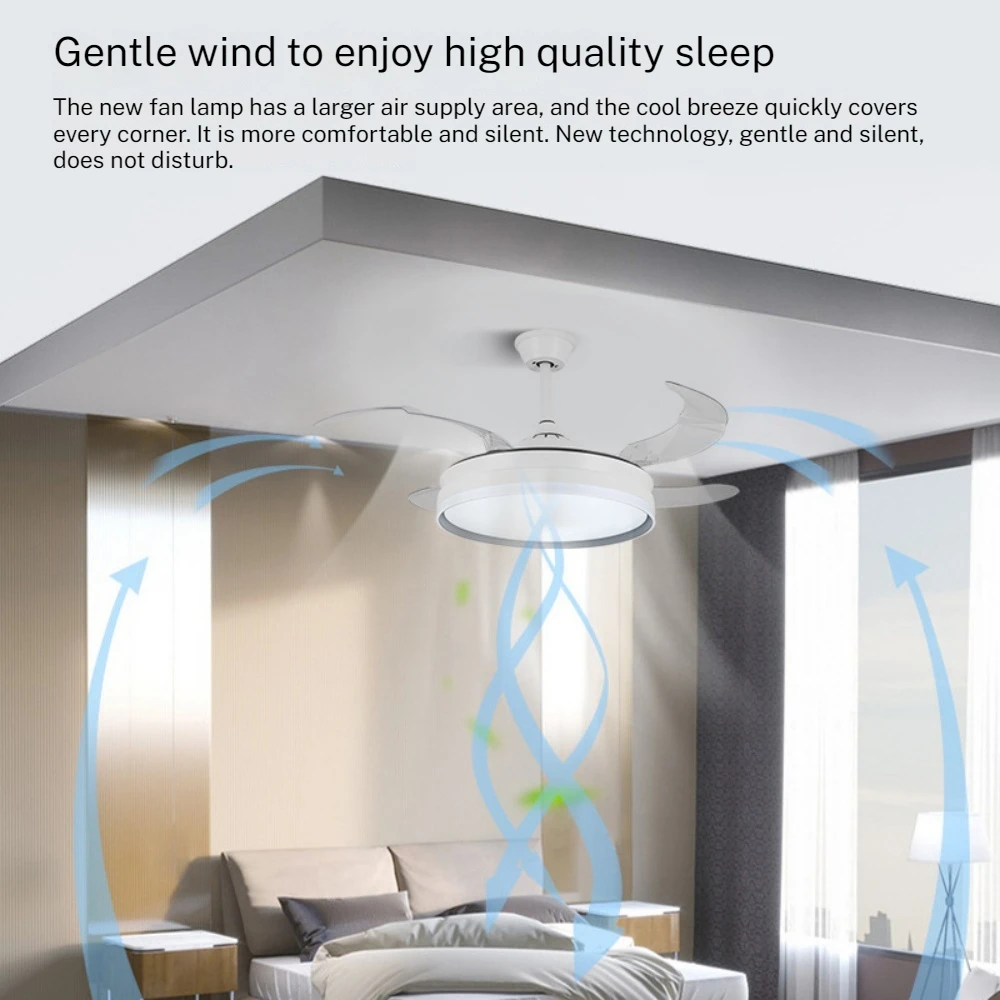 ceiling fan with light 42 inch Led ceiling lamp 110V 220V 3colours changing light super silent fans for room with remote control