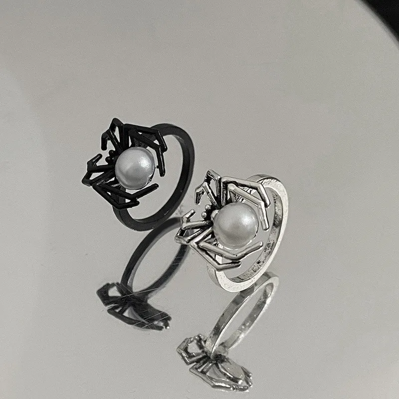 Gothic Punk Unregelmäßige Spinne Öffnung Ring Frauen Männer Mode Zirkon Schwarz Kristall Dark Tier Ring Hip Hop Party Finger Schmuck – Detail 29