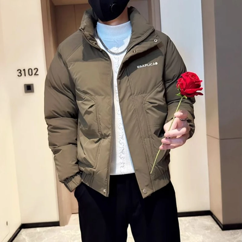 

​ Уличная мужская стеганая куртка с вышивкой, зимняя верхняя одежда, утепленное короткое пальто, стильный красивый ​