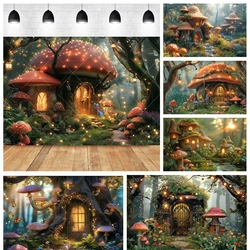 Fairy Tale Forest Fantasy Glowing Mushroom House Kid Gifts Birthday Party Backdrop Custom Kid Room Photo Poster Decor Background