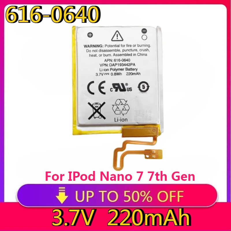 

HighQuality Replaceable 616-0640 Replacement Battery for IPod Nano 7 7th Gen Batteries A1446 MP3 MP4 Battery MB903LL/A 616-0639
