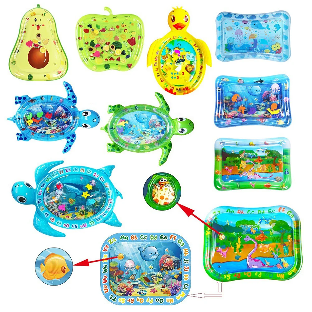 Tapete Inflável de Água para Bebês em Forma de Maçã, Grande Tapete Sensorial Flutuante para Atividades de Verão para Bebês, Verde