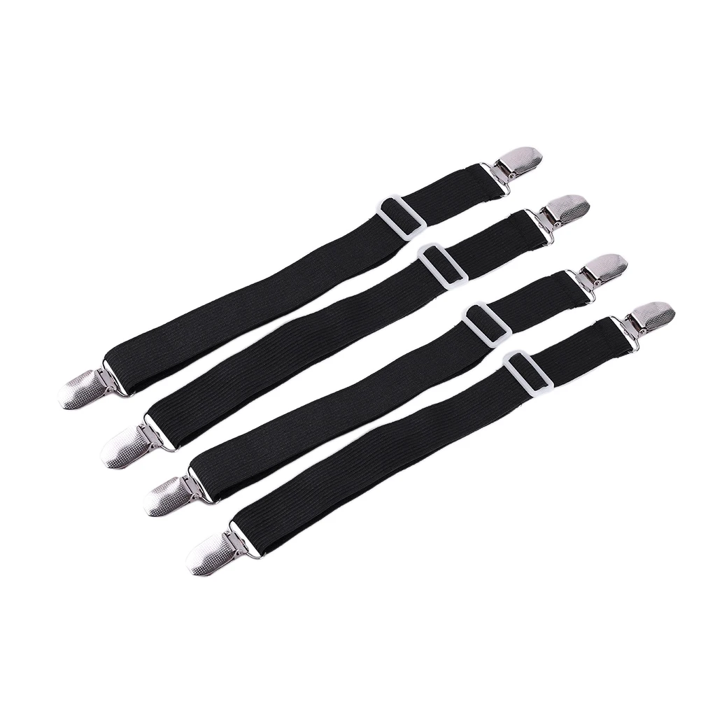 

4 Pcs Bed Sheet Clips Elastic Fasteners Quilt Holder Gripper Adjustable Buckles Stops Sliding Sheets Household Accessories