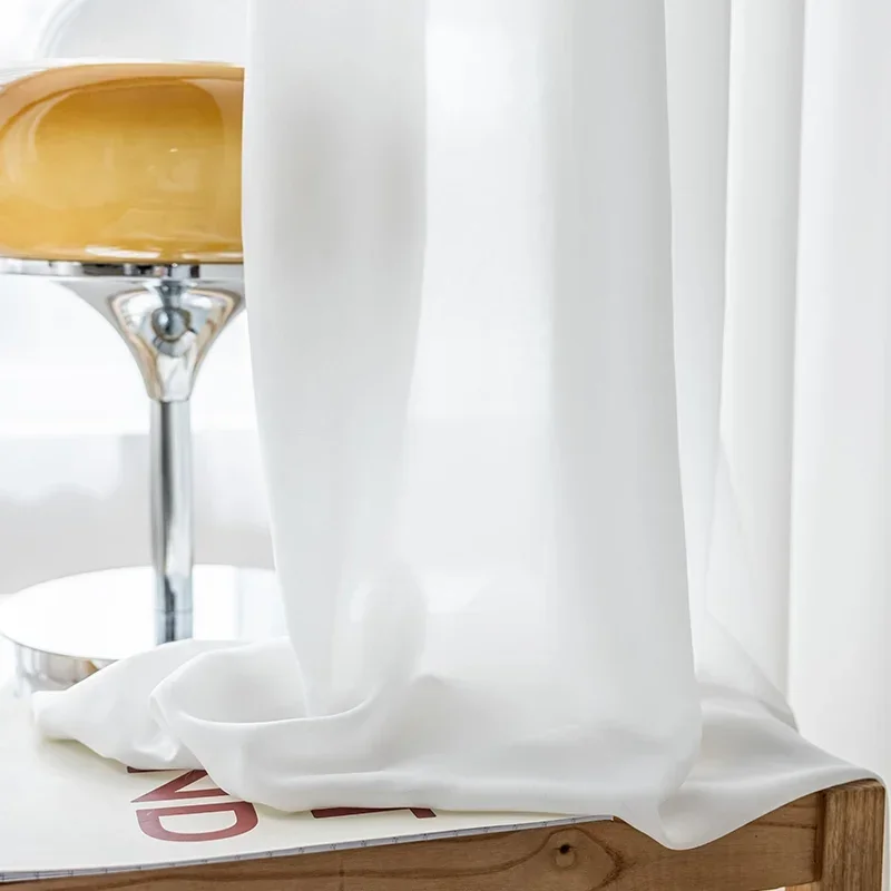 Anti-hooking Tulle Curtains for Living Room Balcony Bedroom Light-through Impervious To Anti-cat Scratching White Veil Curtains